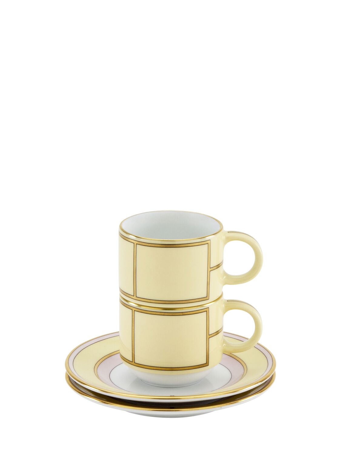 Ginori 1735 Set Of 2 Colonna Diva Giallo Coffee Cups And Saucers In Yellow