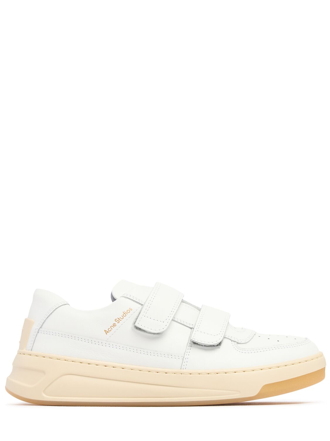 Acne Studios Steffey Leather Low Top Sneakers In Optic White/ecr