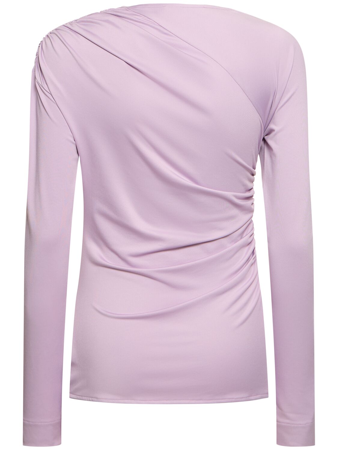 Shop Victoria Beckham Fluid Asymmetric Draped Jersey Top In Lilac