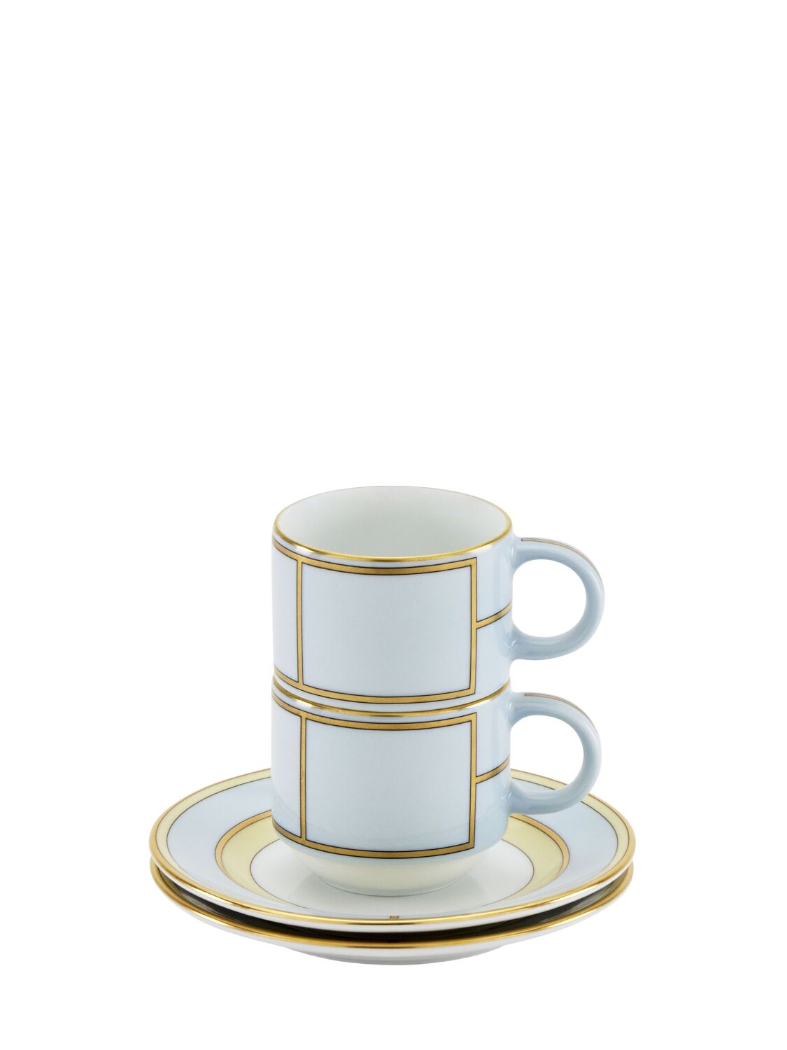 Ginori 1735 Set Of 2 Colonna Diva Celeste Coffee Cups And Saucers In Blue