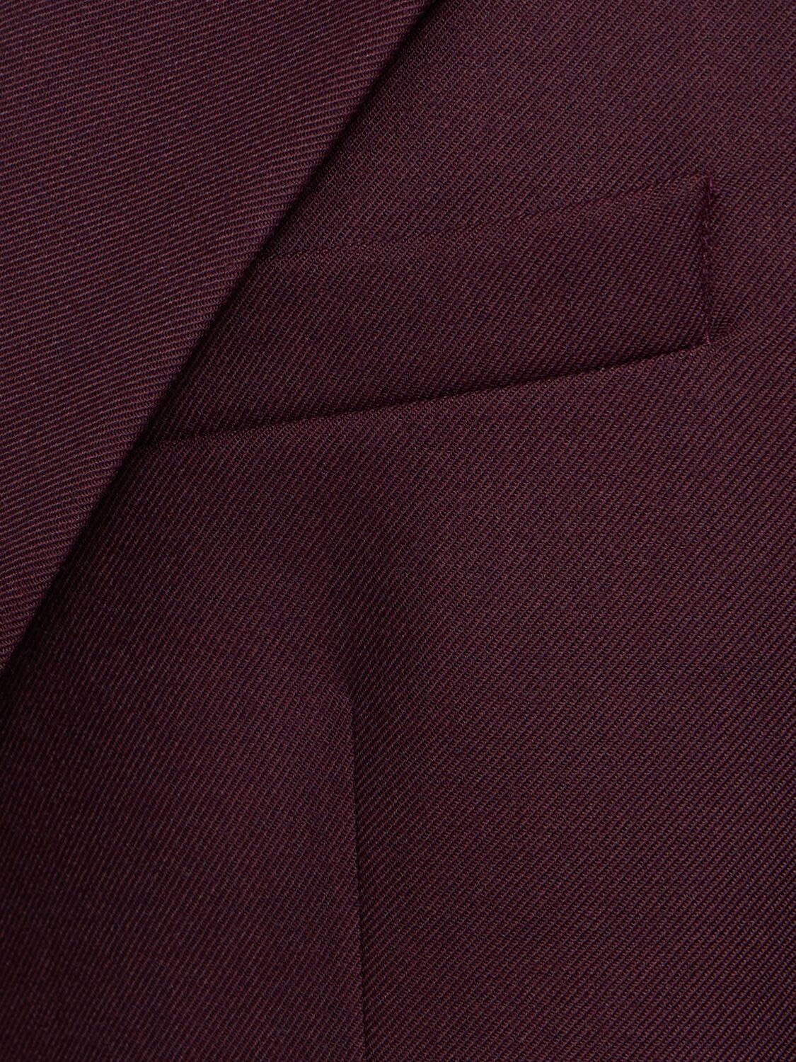 Shop Victoria Beckham Fluid Wool Blend Single Breasted Jacket In Burgundy