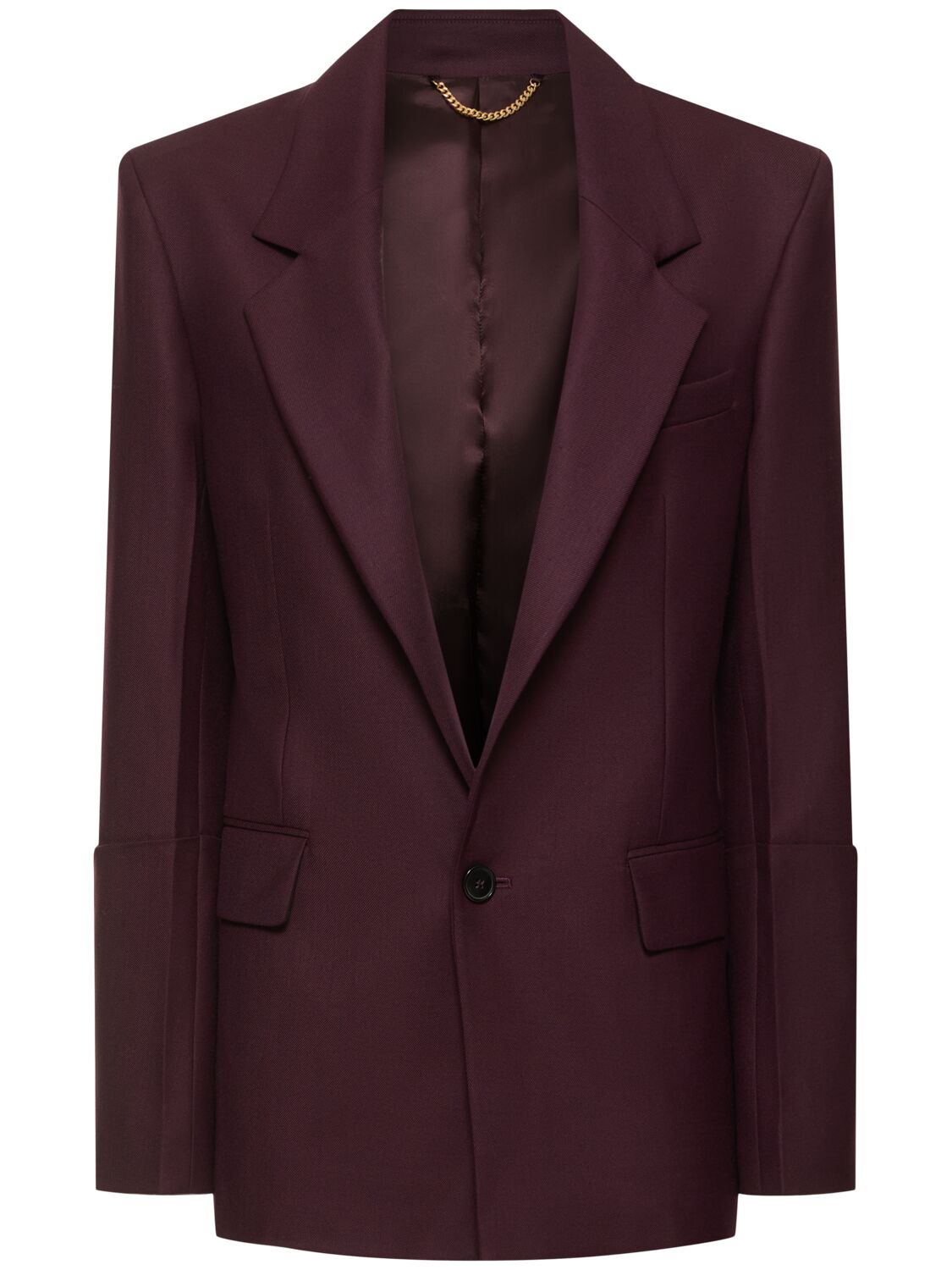 Victoria Beckham Fluid Wool Blend Single Breasted Jacket In Burgundy