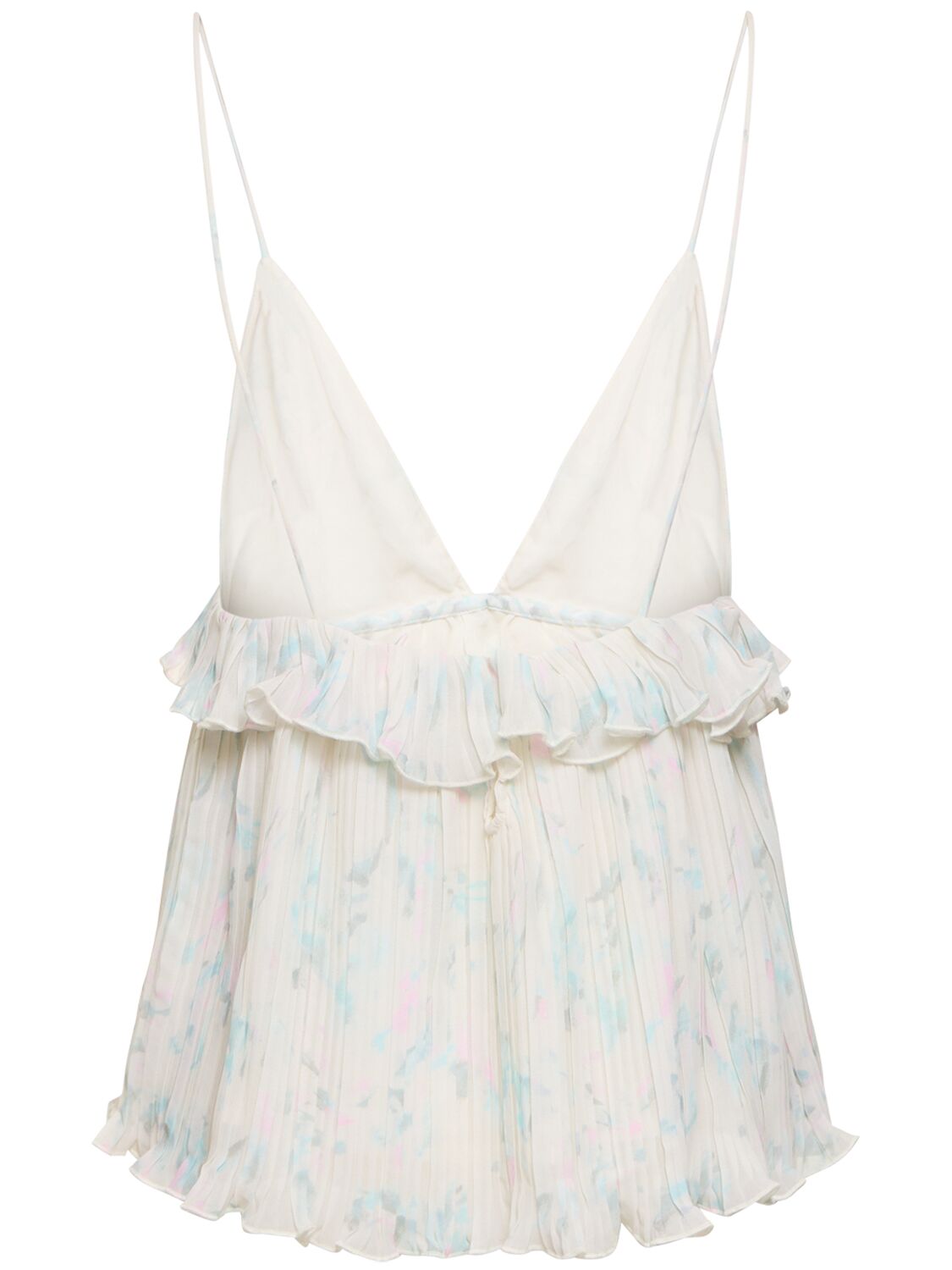 GANNI PLEATED GEORGETTE STRAP TOP 