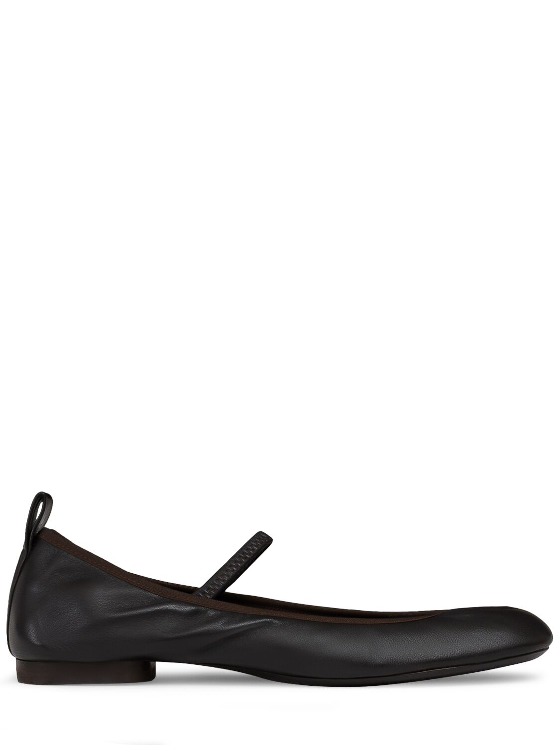 Lemaire Square Leather Ballerinas In Brown