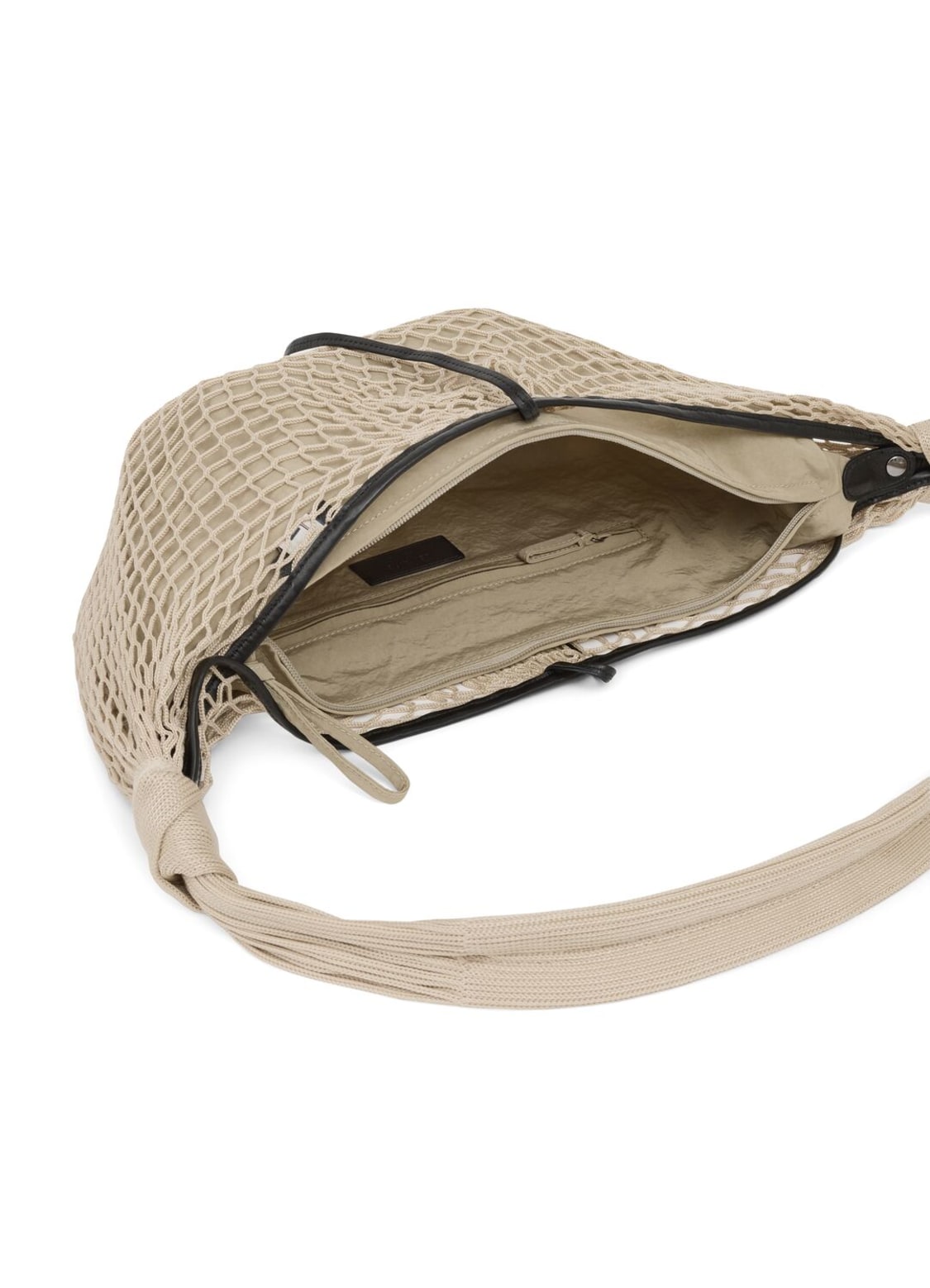 Shop Lemaire Medium Fortune Croissant Filt Net Bag In Light Beige