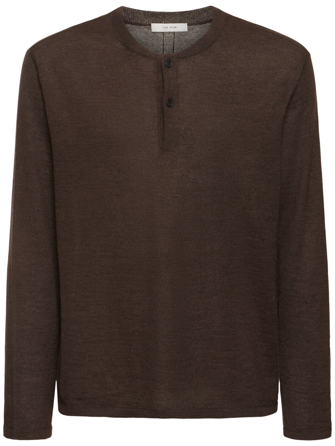 The Row Ennio Wool & Silk Long Sleeve T-shirt In Braun