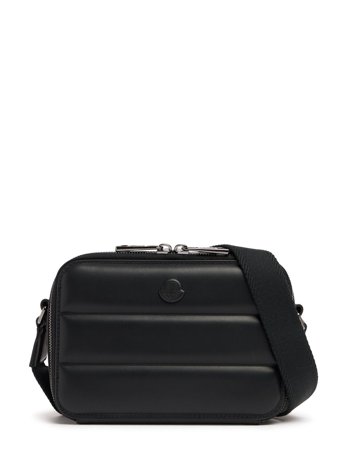 Moncler Horizontal Leather Crossbody Bag In Black