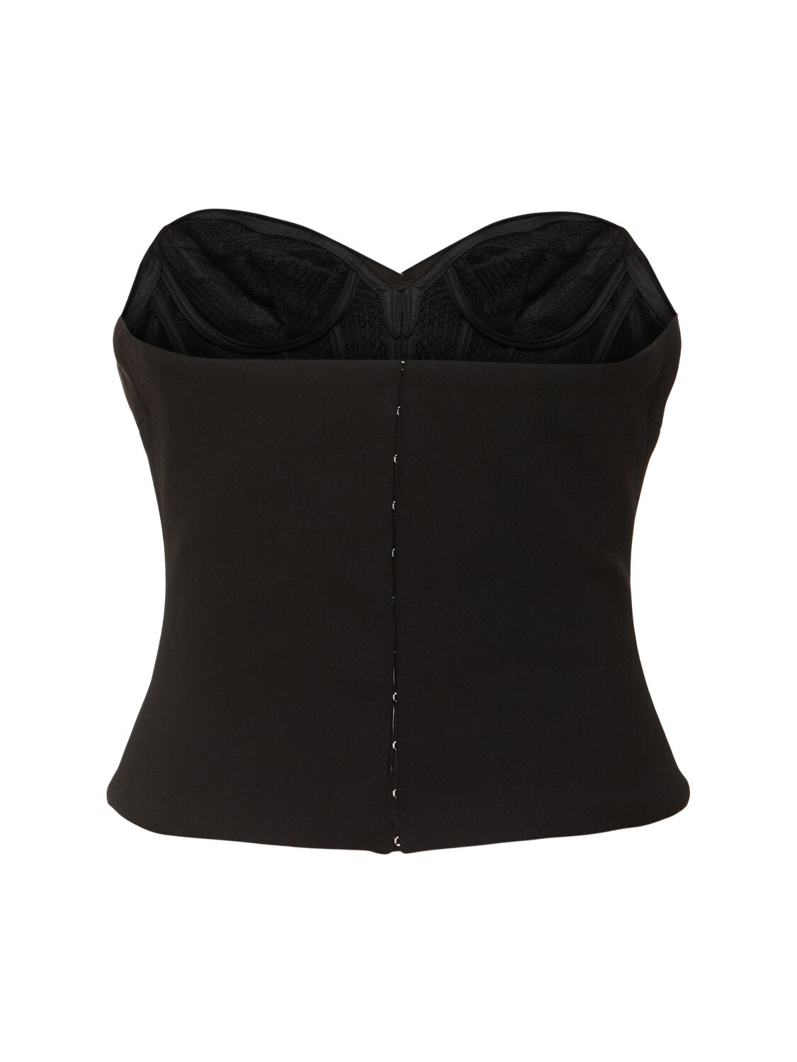 Shop Magda Butrym Strapless Wool Blend Corset Top In Black