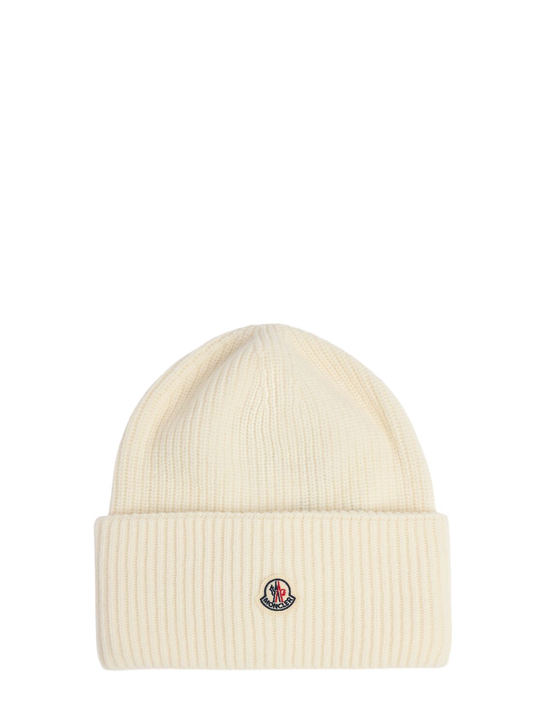 Moncler Tricot Virgin Wool Beanie In White