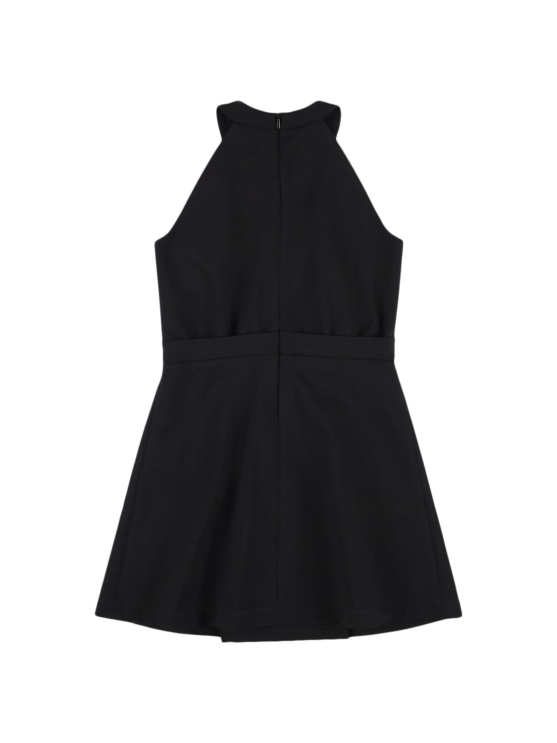 Shop Versace Sleeveless Jersey Dress W/ Logo Buckle In Black