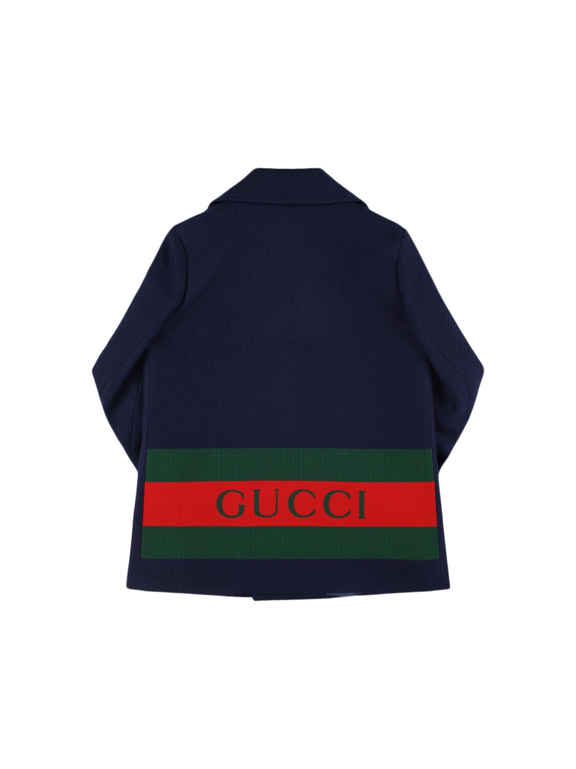 Gucci Web Wool Blend Coat In Blue