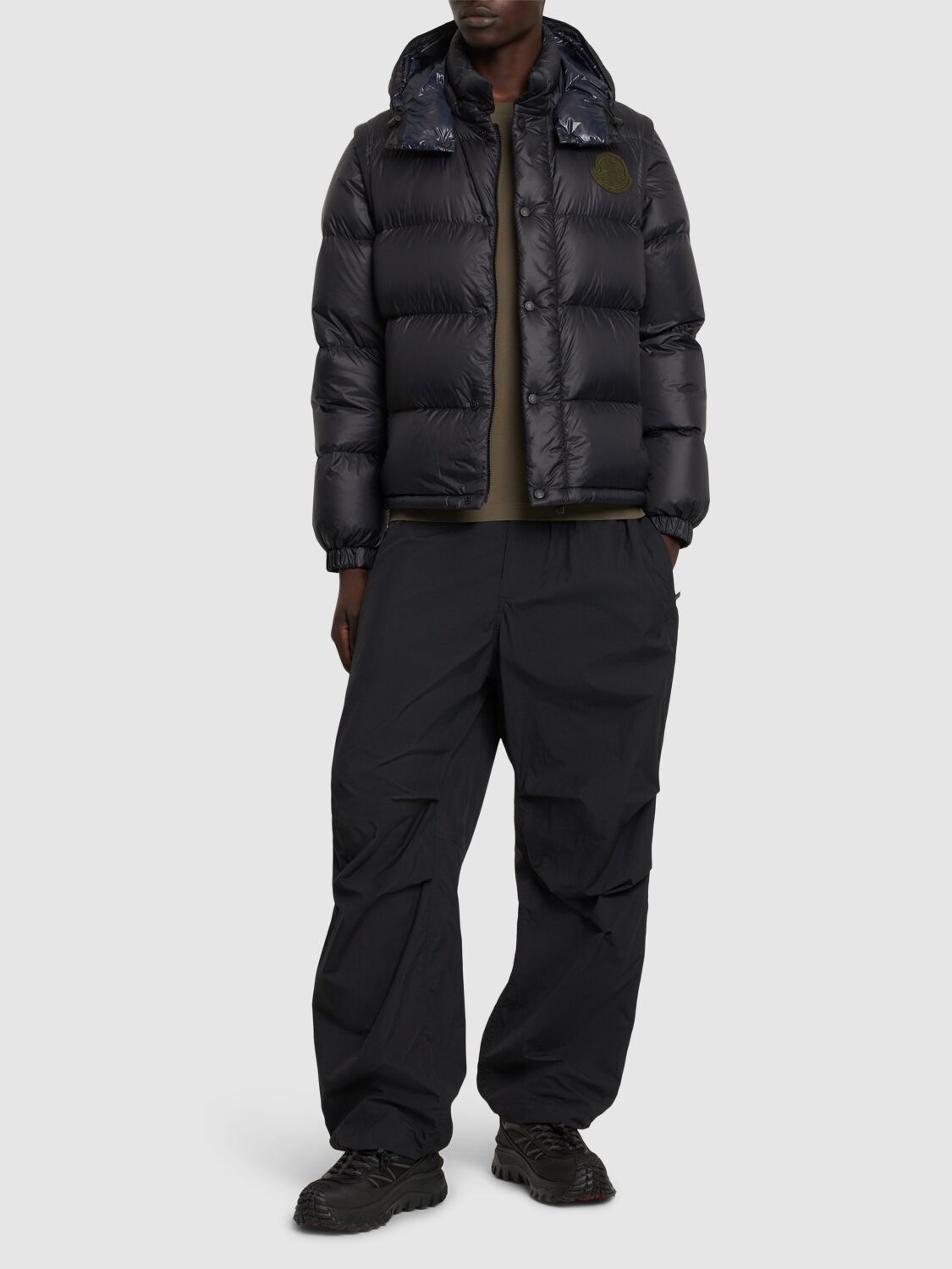 Shop Moncler Cyclone Nylon Down Jacket In Dark Blue