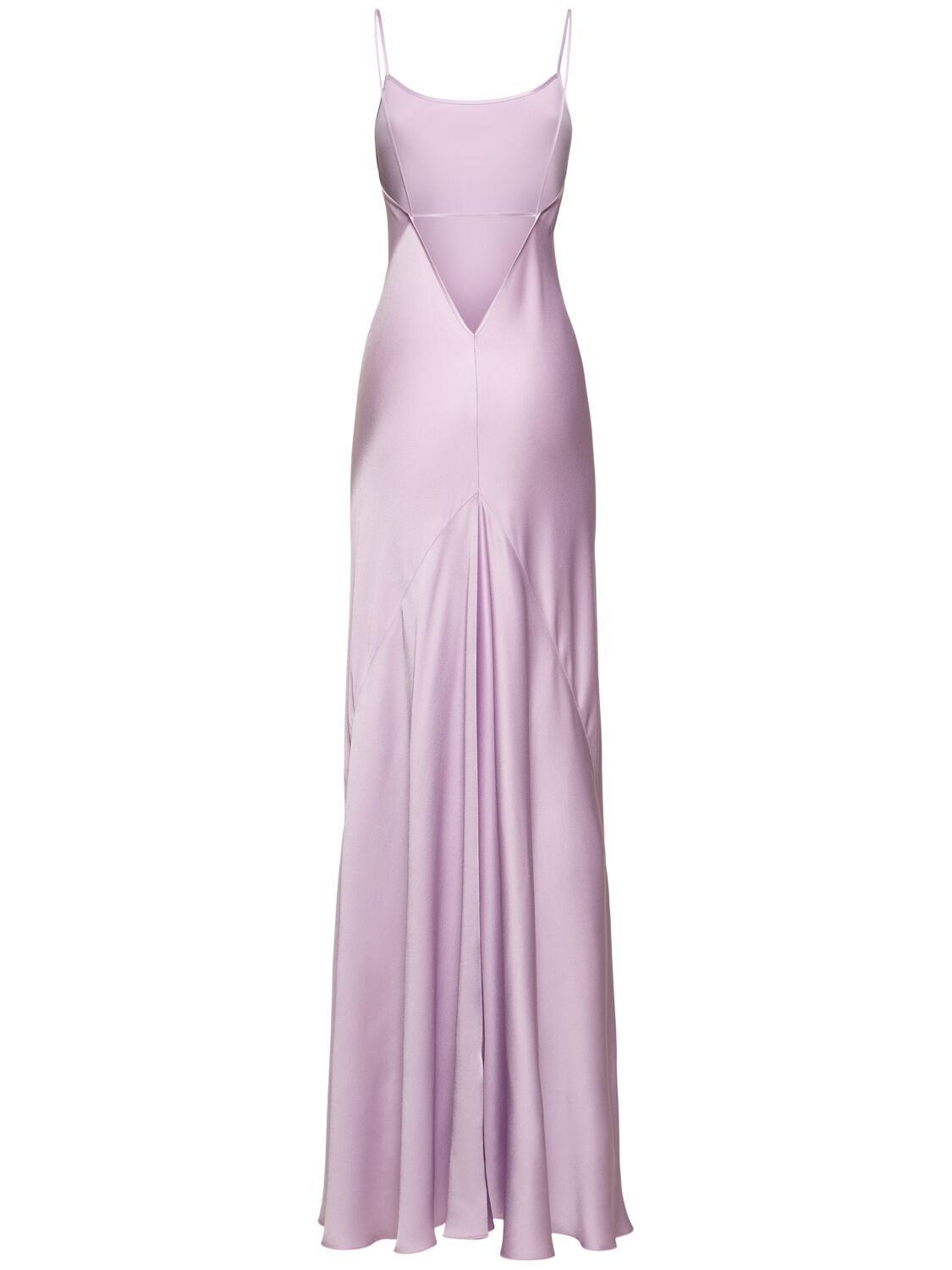 Shop Victoria Beckham Cami Satin Open Back Long Dress In Lilac