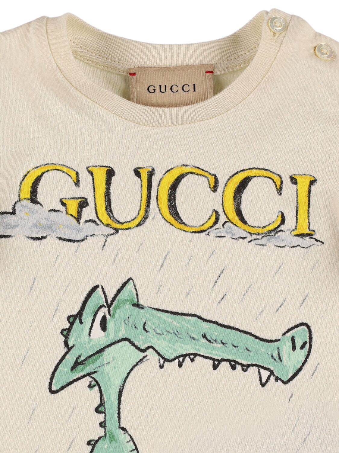 Shop Gucci Crocodile Cotton T-shirt In White/multi