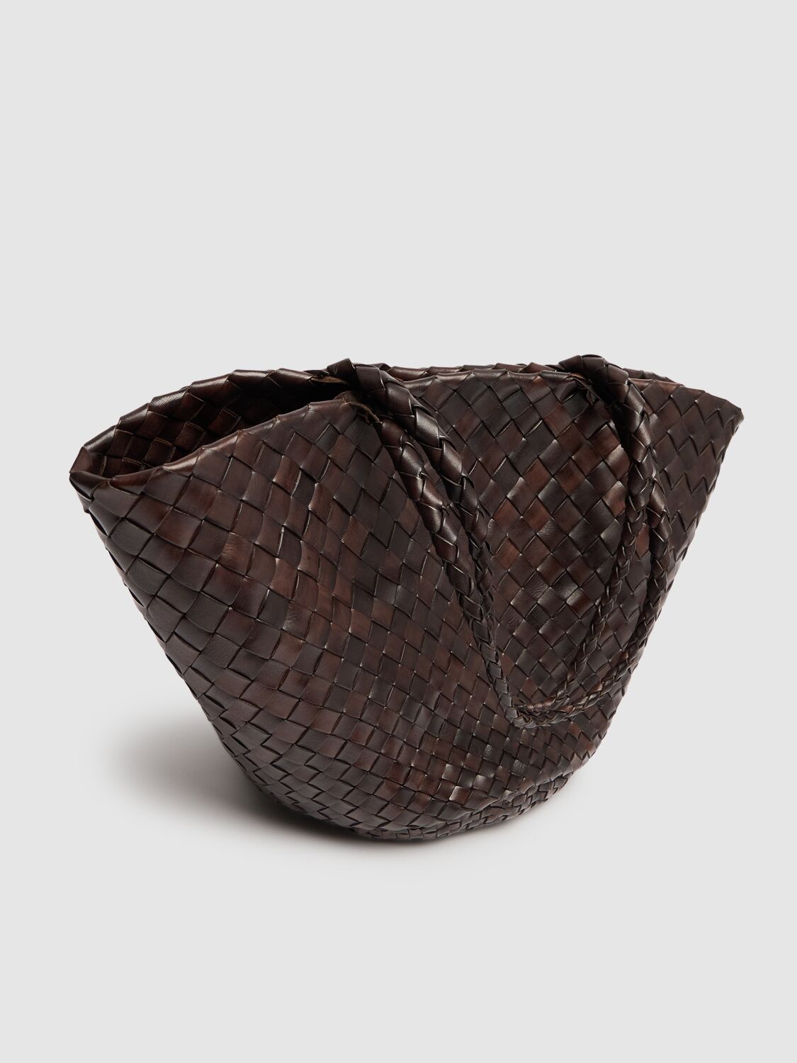 Dragon Diffusion Egola Hand-braided Leather Tote Bag In Dark Brown
