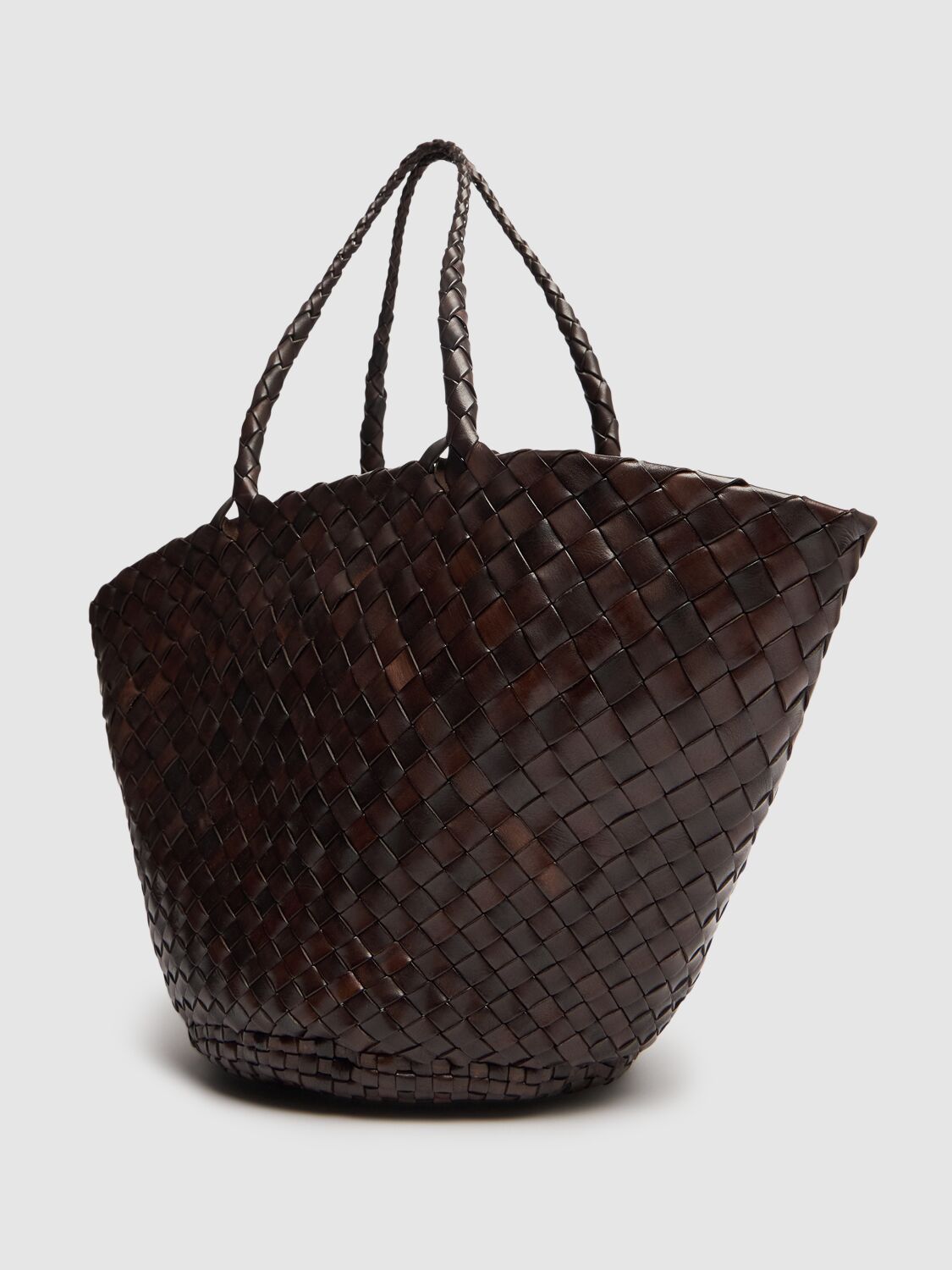 Dragon Diffusion Egola Hand-braided Leather Tote Bag In Dark Brown