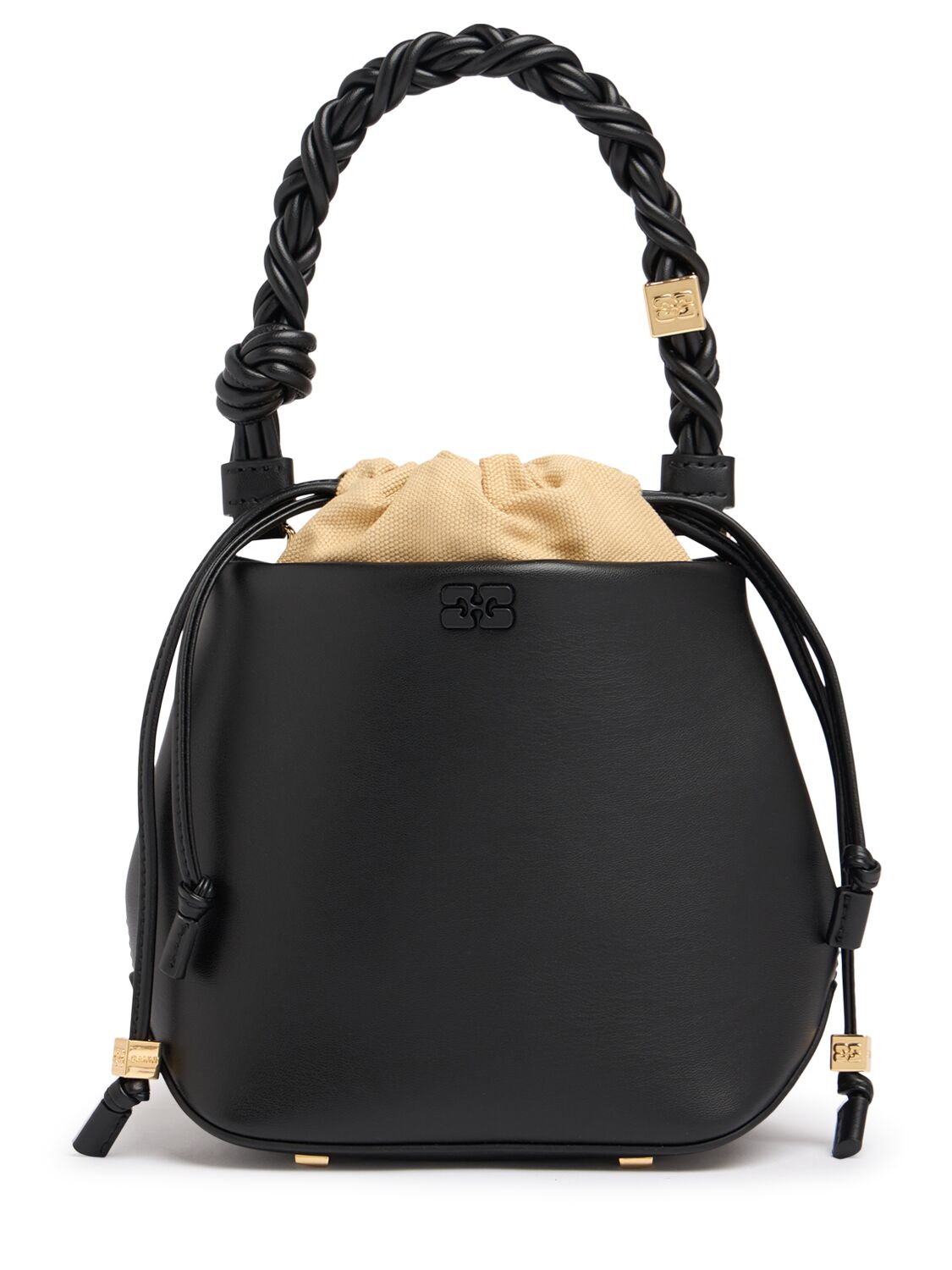 Ganni Bou Bucket Recycled Leather Bag In Black