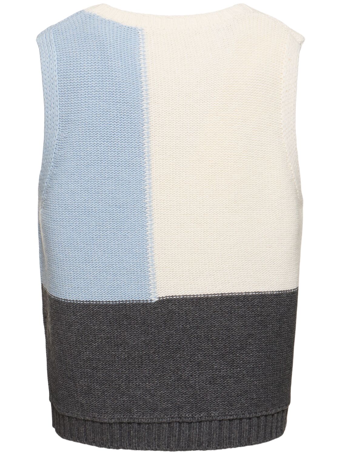 Shop Commas Color Block Wool Blend Knit Vest In Cream/blue/blk