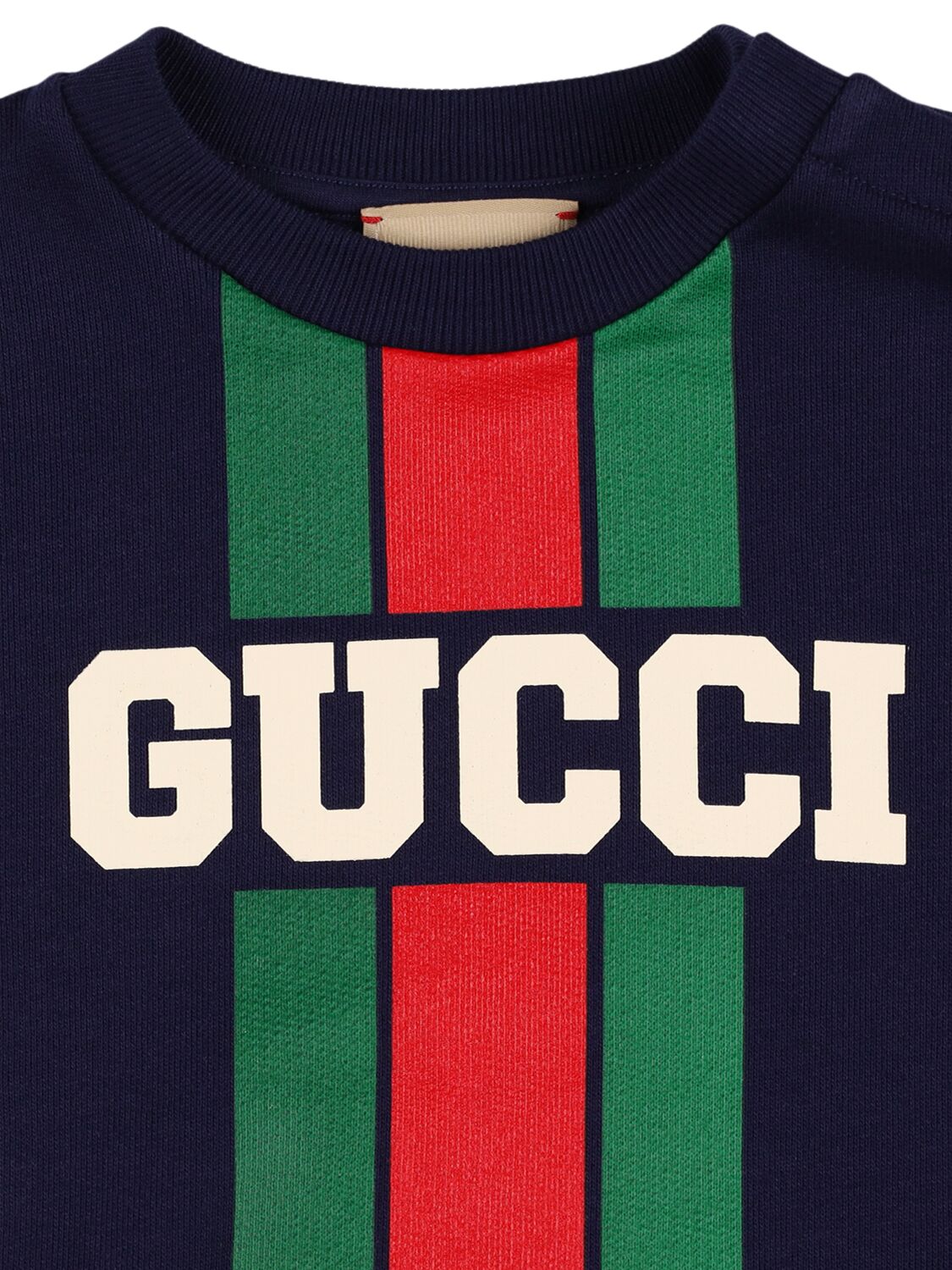 Shop Gucci Logo Cotton Sweatshirt In Dark Night