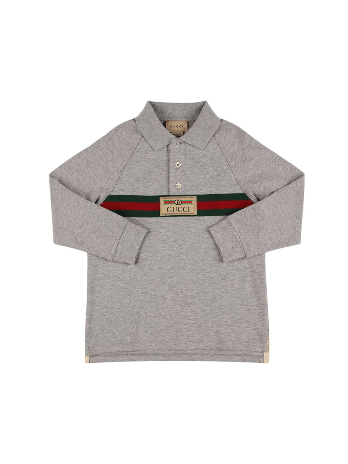 Gucci Logo Cotton Piquet Polo Shirt In Gray