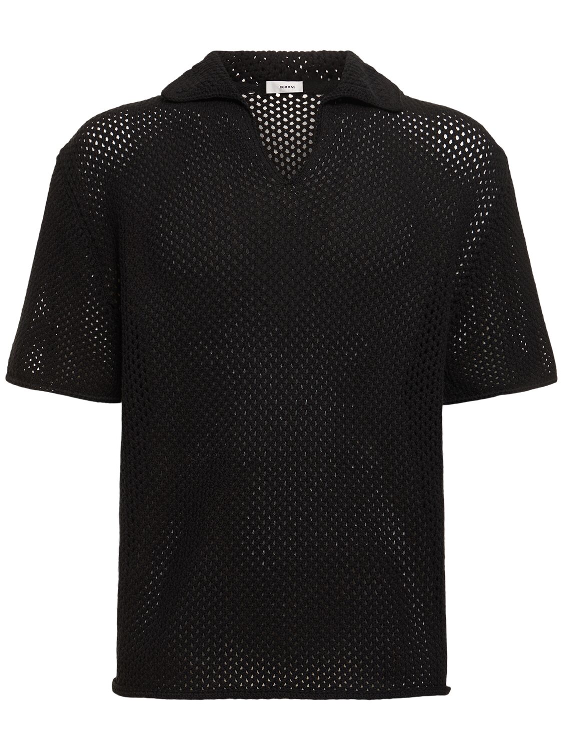 Shop Commas Crochet Polo In Black