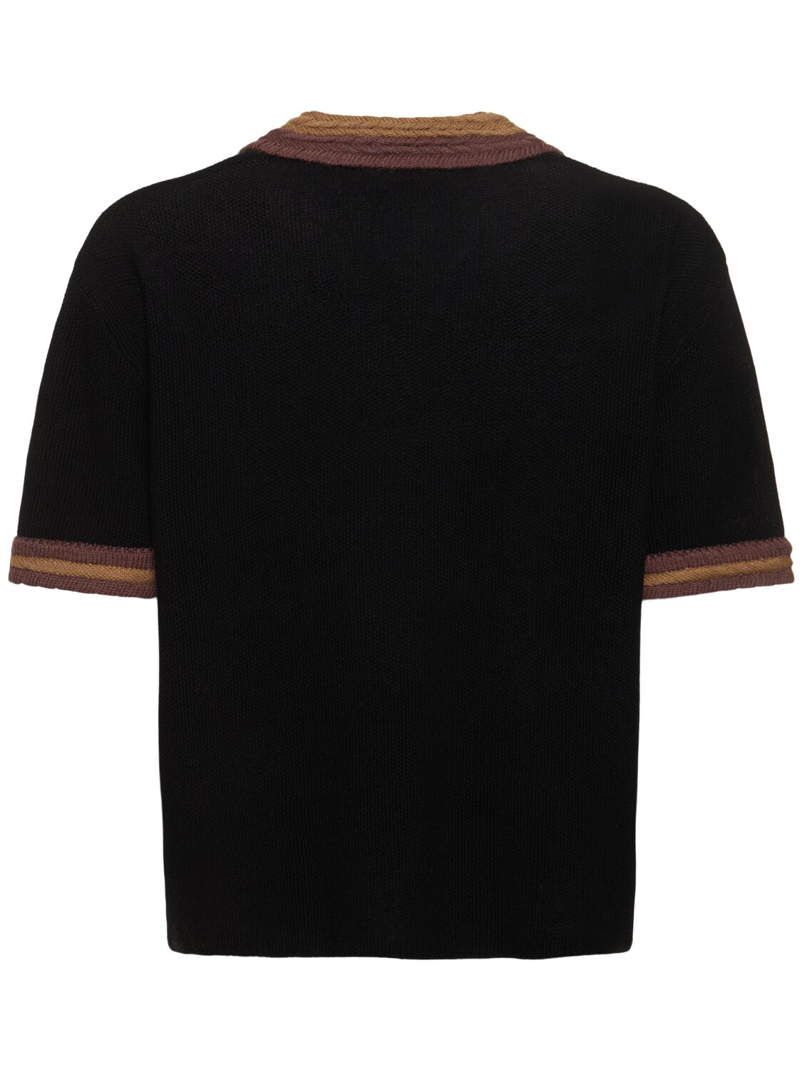 Shop Commas Crochet Collar Polo In Black/brown