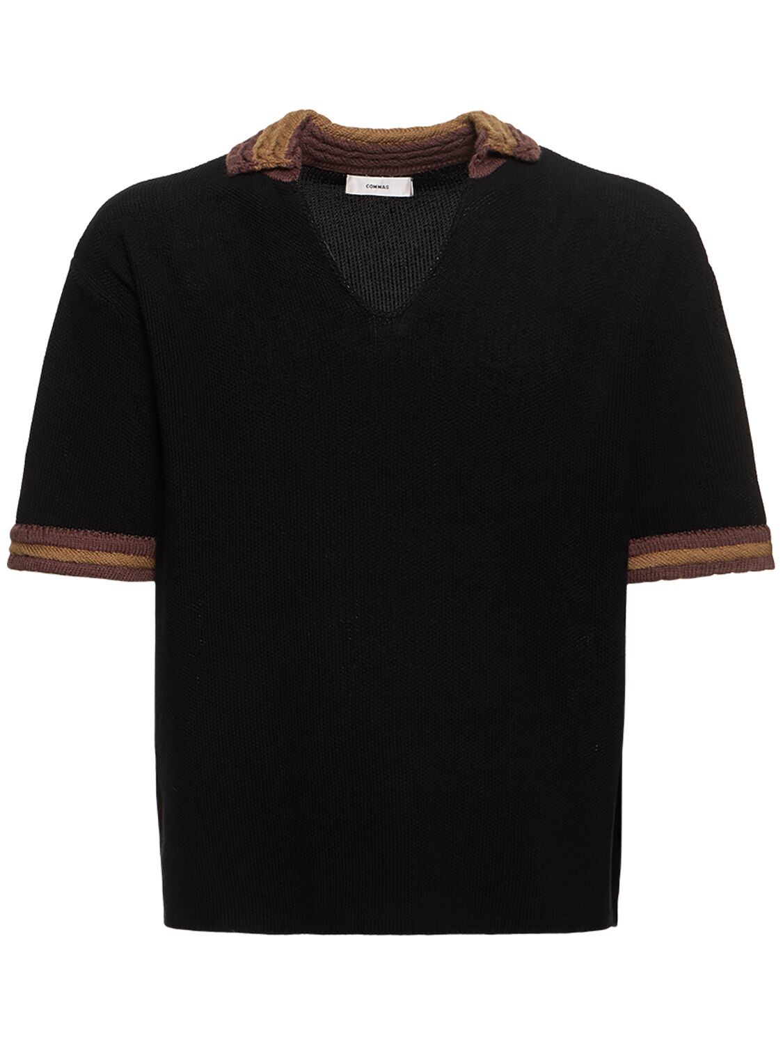 Shop Commas Crochet Collar Polo In Black/brown