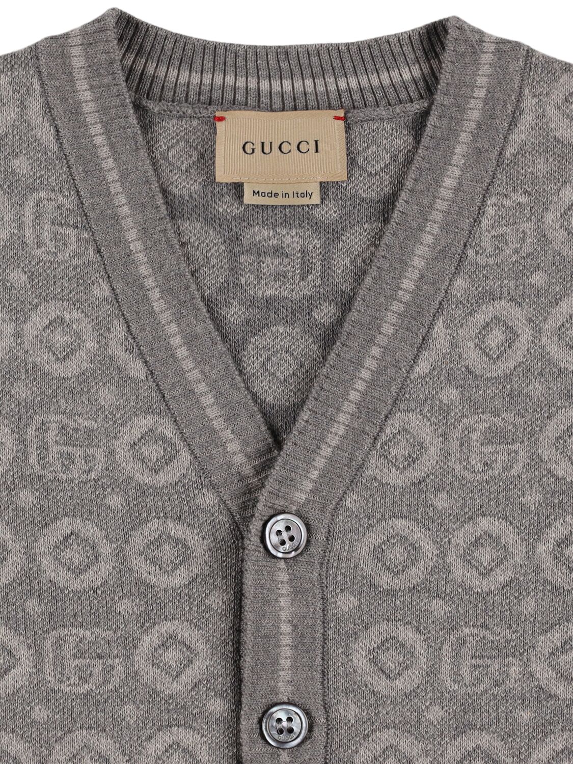 Shop Gucci Cotton Jacquard Cardigan In Grey