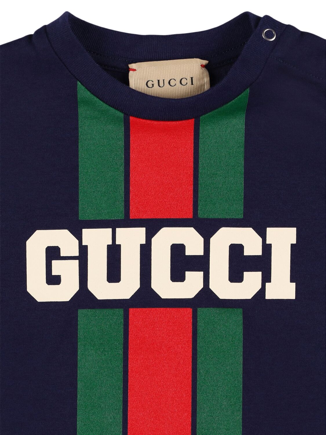 Shop Gucci Logo Cotton T-shirt In Dark Night Sky