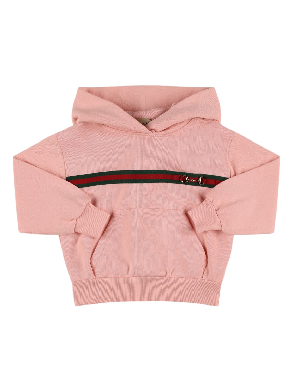 Gucci Web Logo Cotton Hoodie In Pink