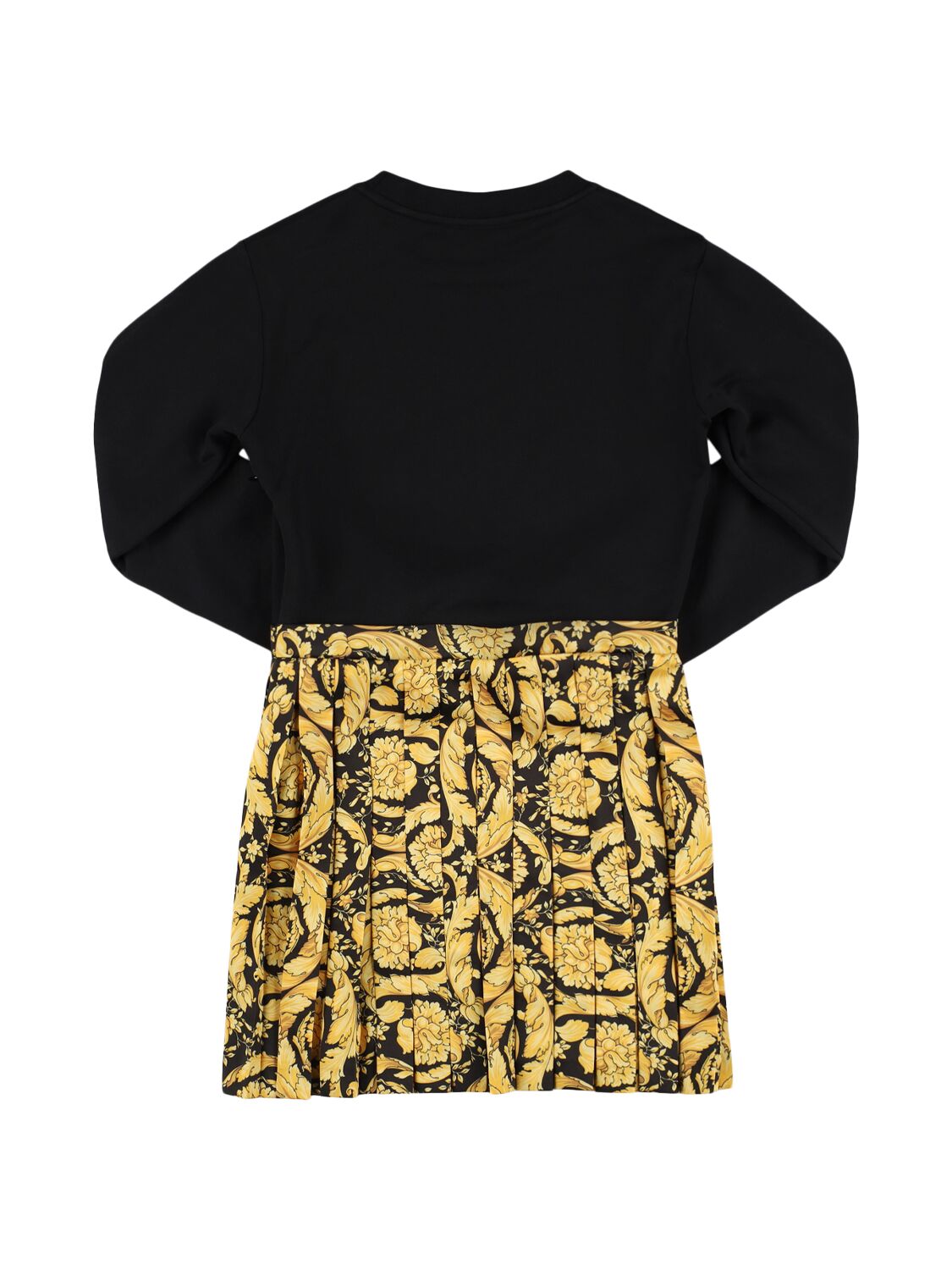 Shop Versace Printed Cotton Sweat Dress In Black/gold