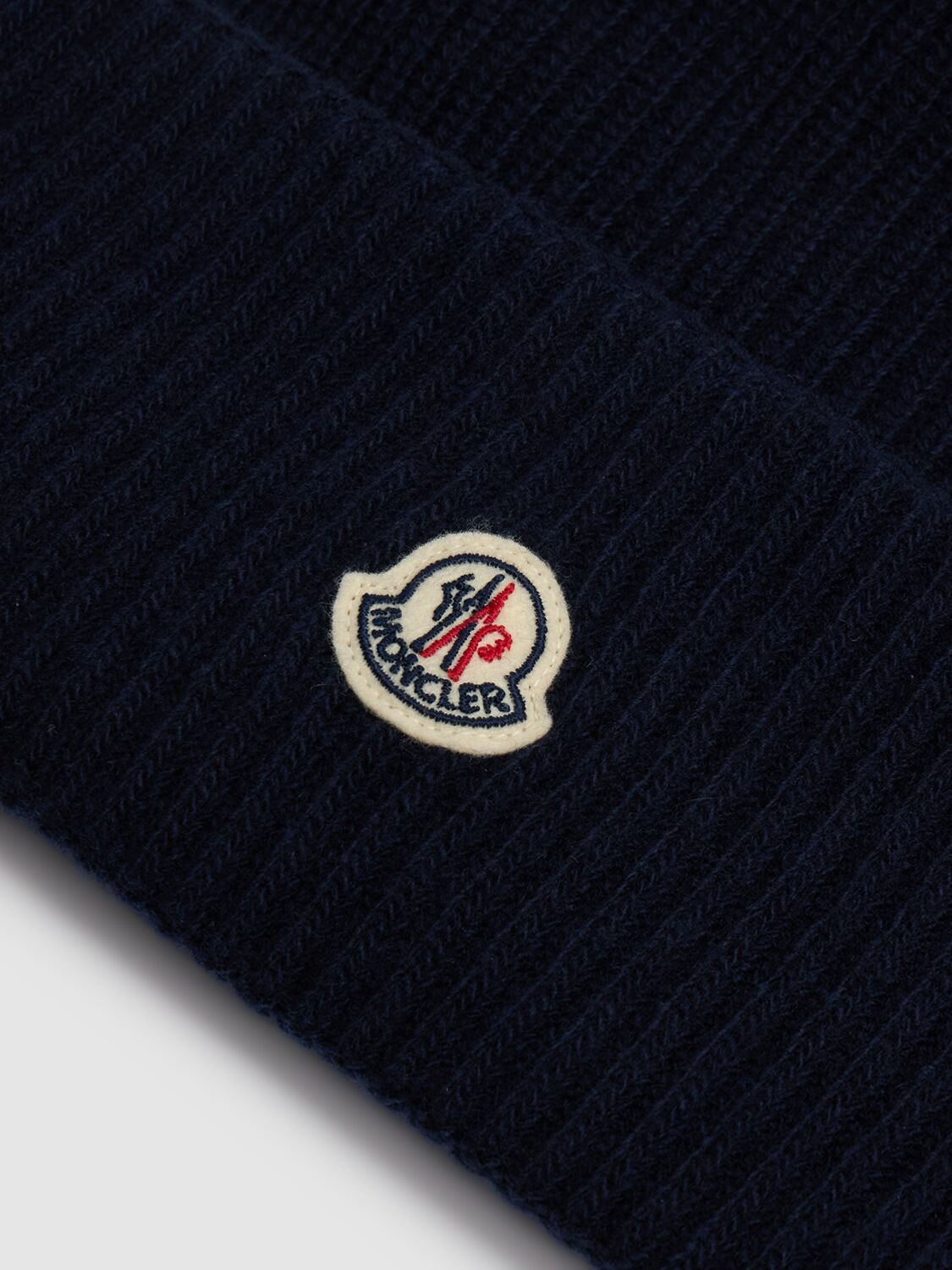 Shop Moncler Tricot Virgin Wool Beanie In Navy