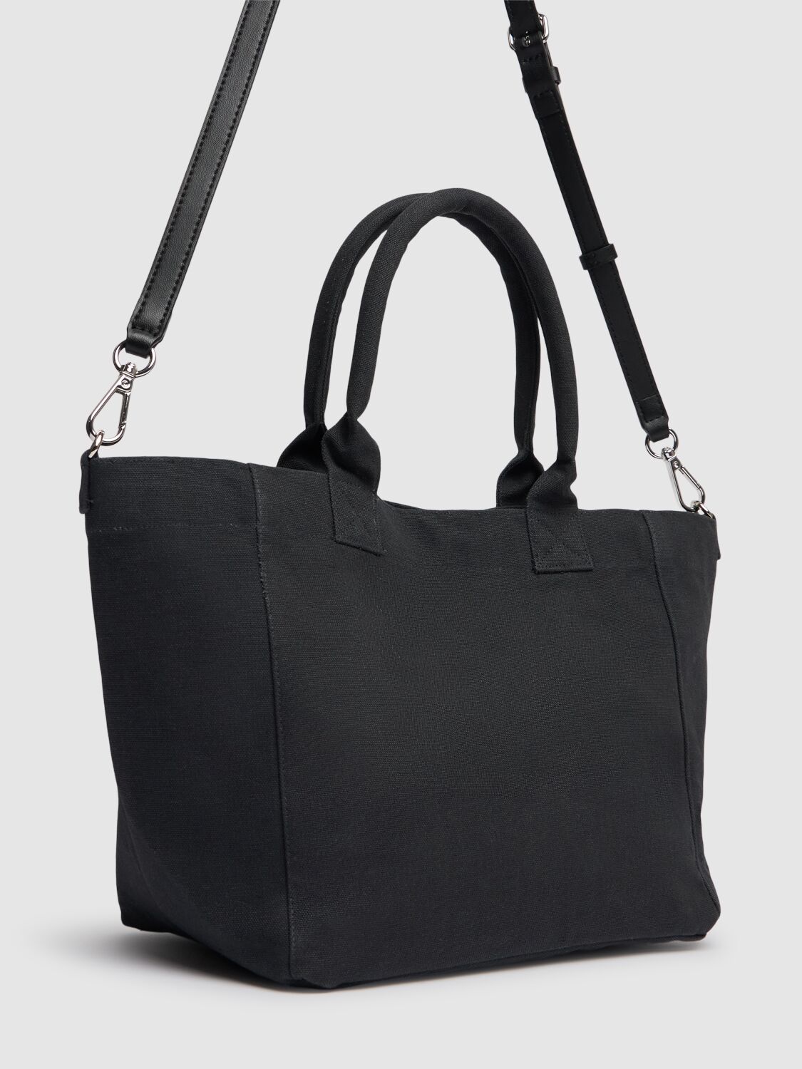 Shop Ganni Small Easy Shopper Canvas Tote Bag In Black