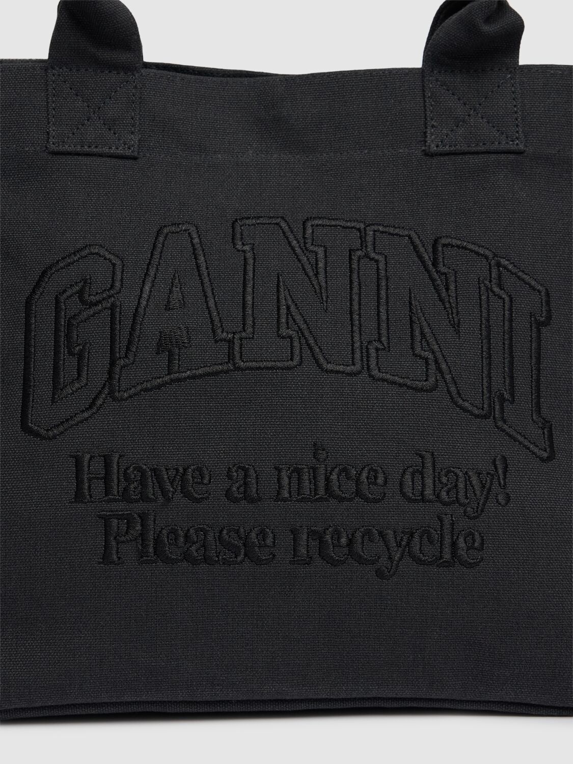 Shop Ganni Small Easy Shopper Canvas Tote Bag In Black