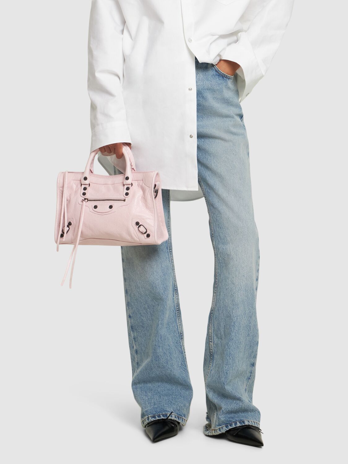 Shop Balenciaga Small Le City Arena Storico Leather Bag In Petal Pink