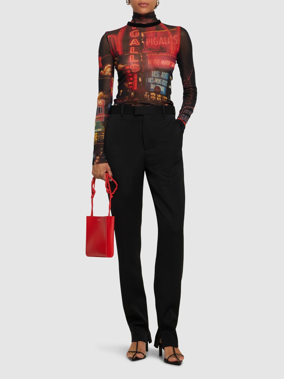 Shop Jean Paul Gaultier Pigalle Printed Mesh L/s Top In Multicolor