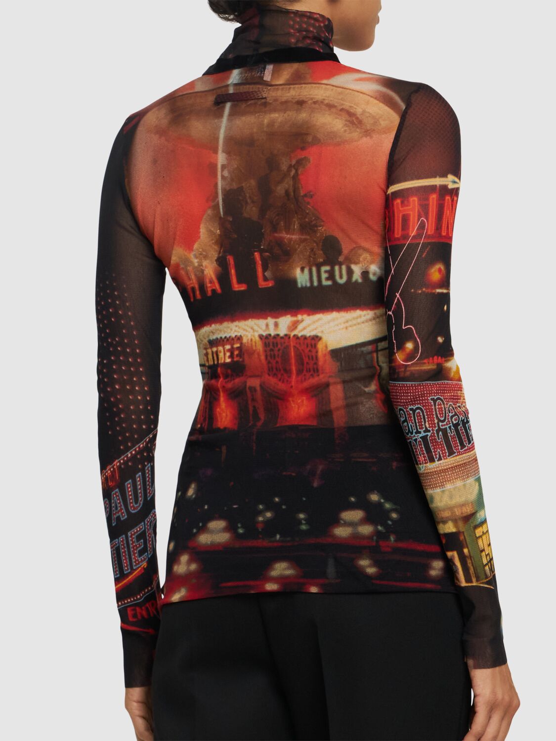 Shop Jean Paul Gaultier Pigalle Printed Mesh L/s Top In Multicolor