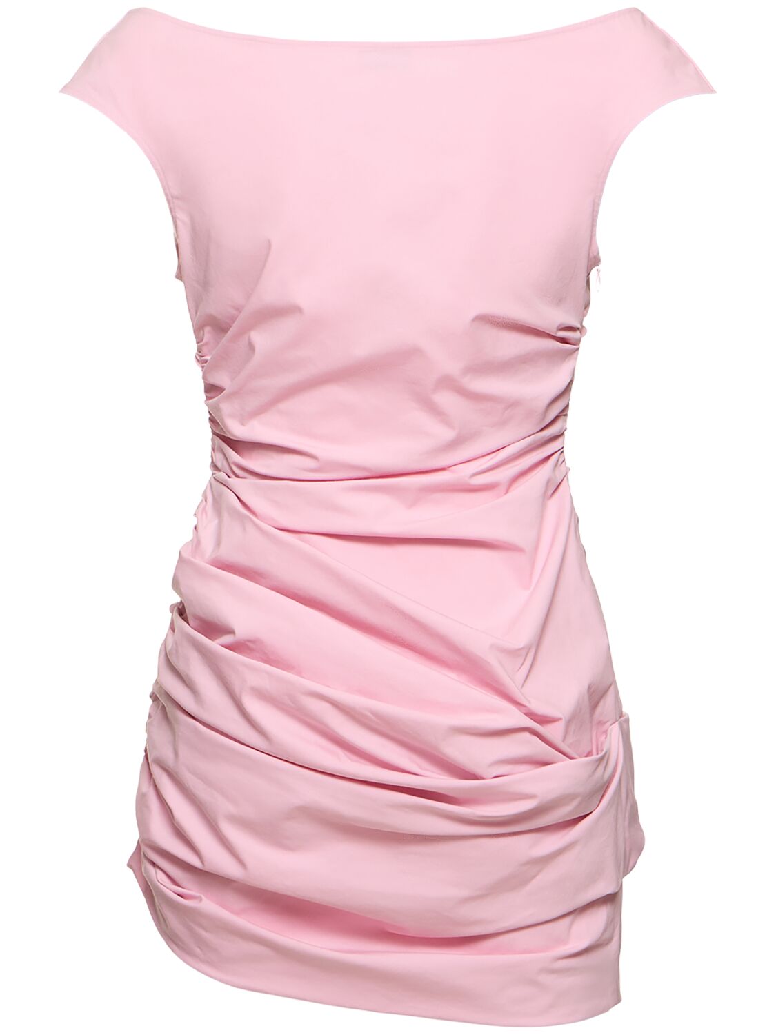 Shop Magda Butrym Draped Viscose Jersey Mini Dress In Pink