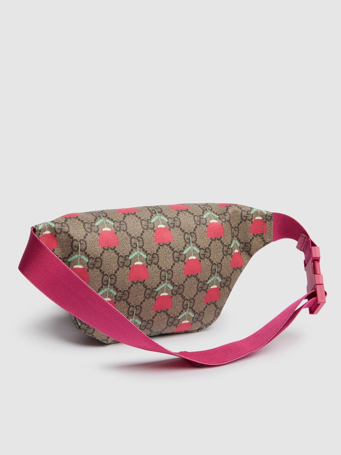 Shop Gucci Gg Campanula Canvas Belt Bag In Beige/ebony/red