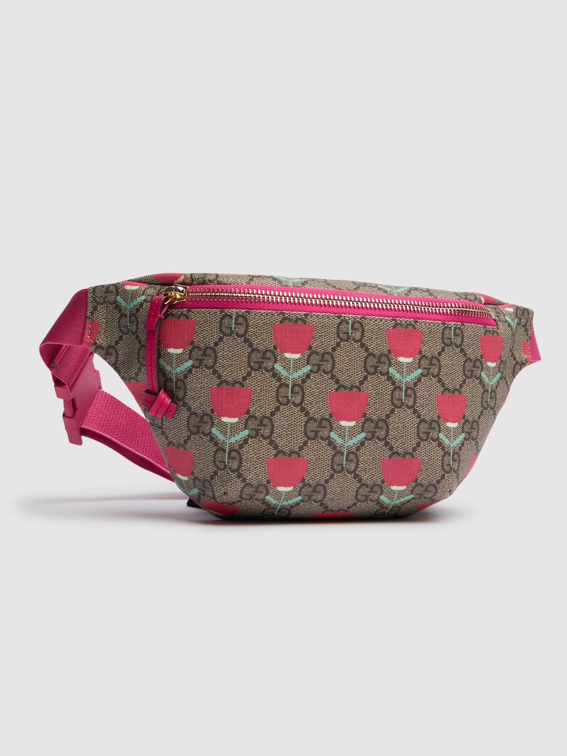 Shop Gucci Gg Campanula Canvas Belt Bag In Beige/ebony/red