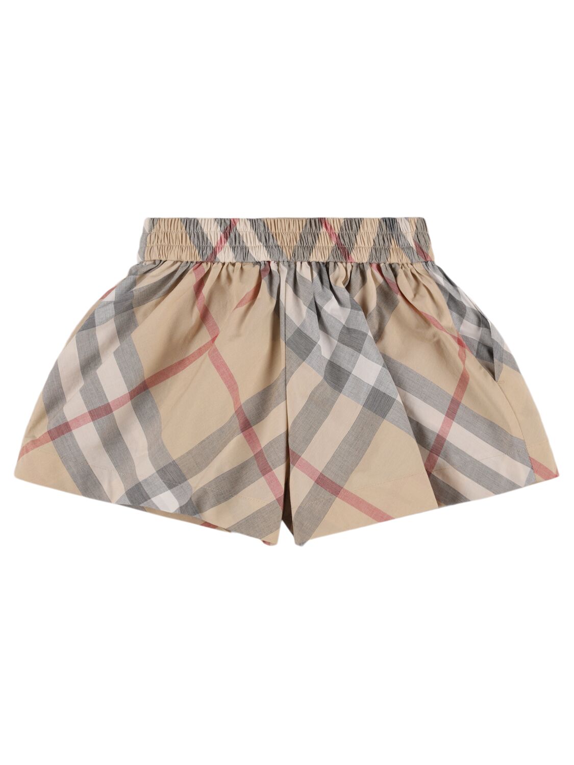 Shop Burberry Check Print Cotton Gabardine Shorts In Beige