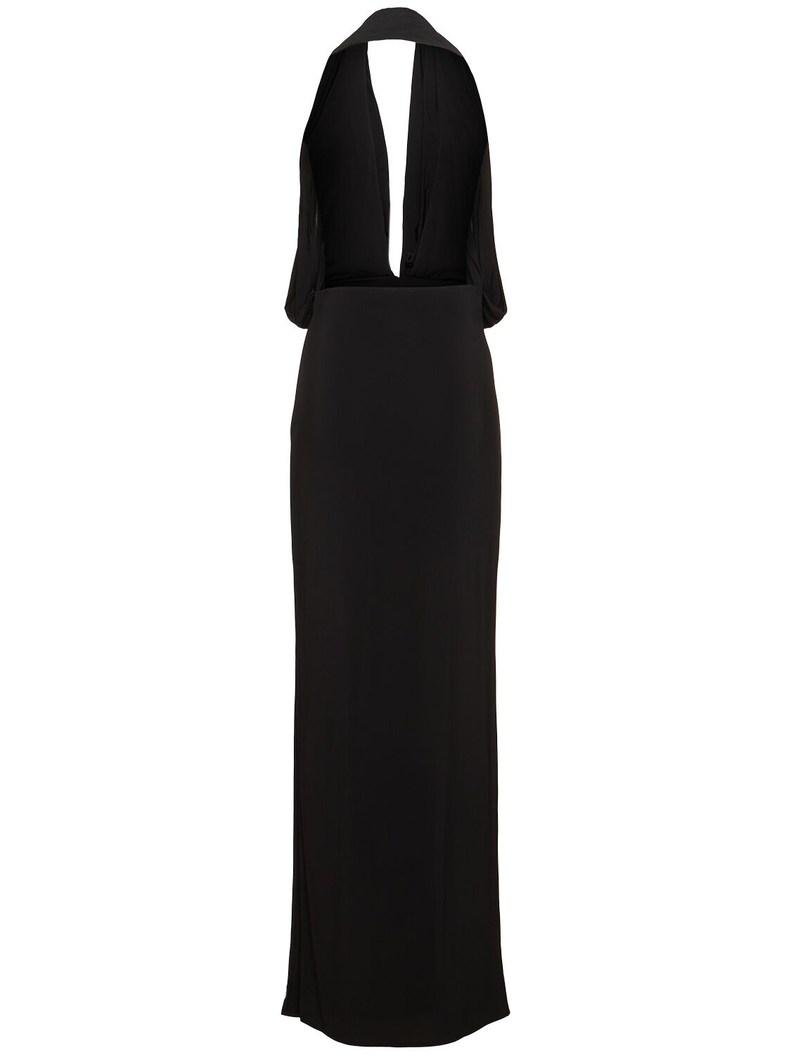 Shop Magda Butrym Halter Neck Jersey Long Dress In Black