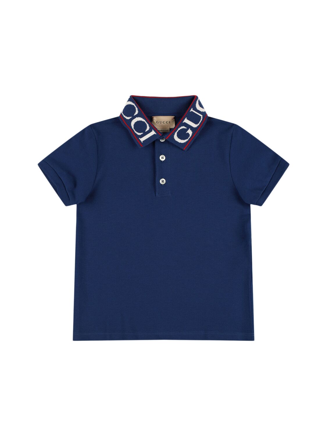 Gucci Stretched Cotton Piquet Polo Shirt In Blue