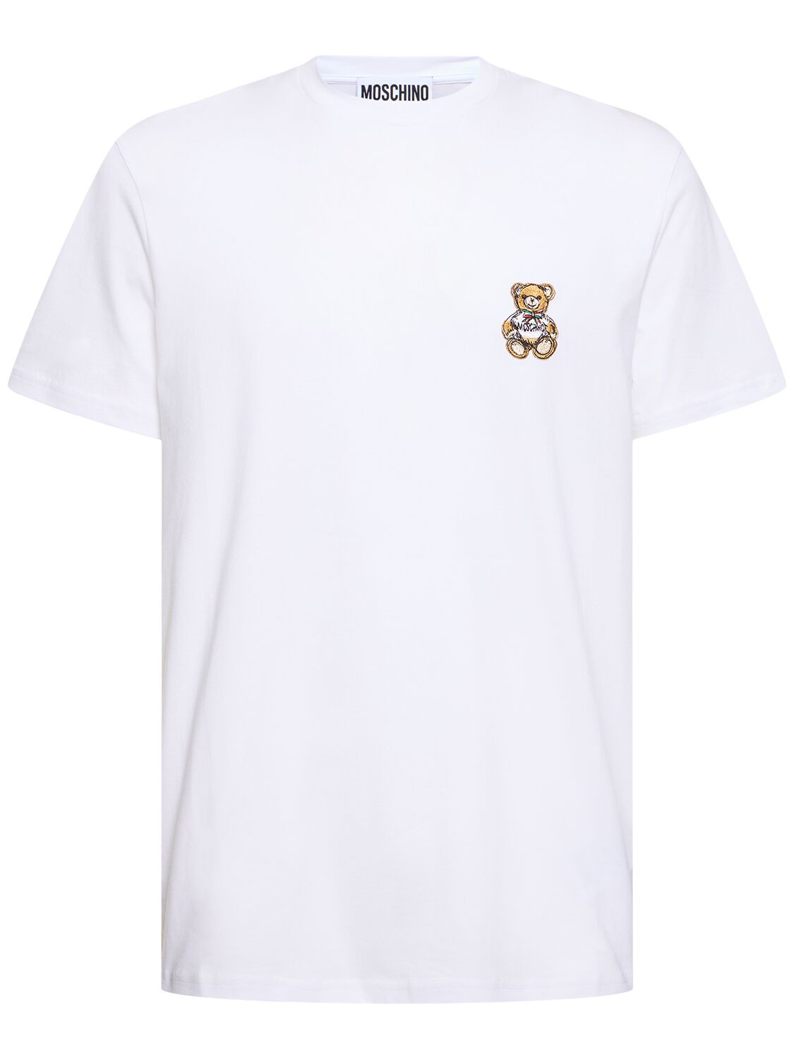 Shop Moschino Teddy Patch Short Sleeve T-shirt In White