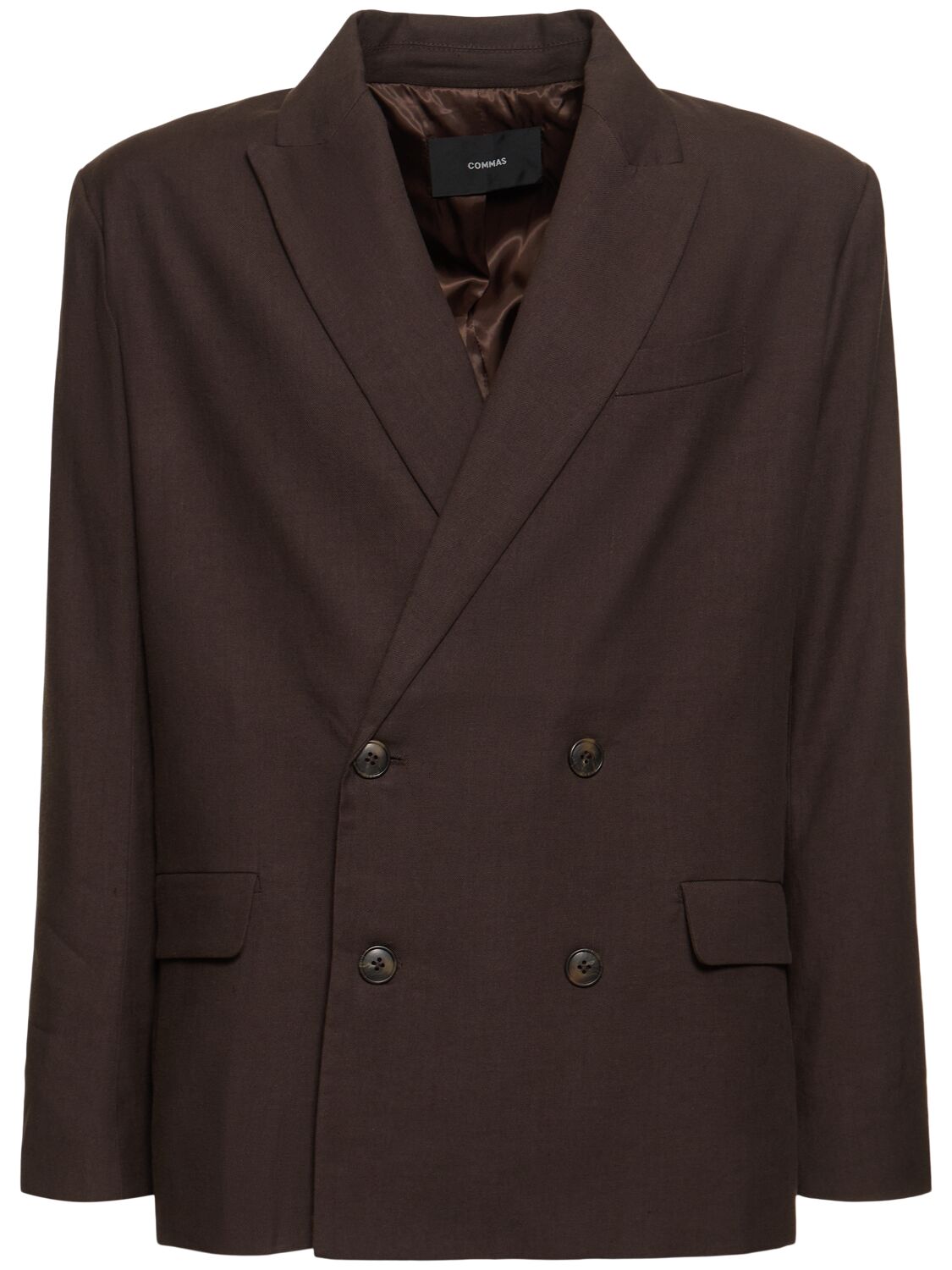 Commas Double Breasted Jacket In Brown