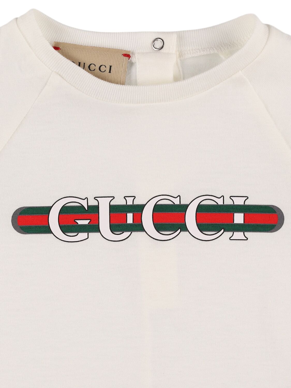 Shop Gucci Logo Cotton Jersey Romper & Hat In White