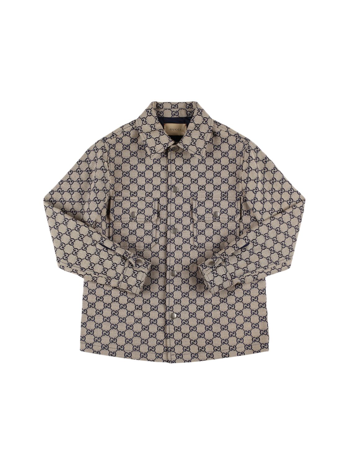 Gucci Gg Canvas Cotton Caban Jacket In Gray