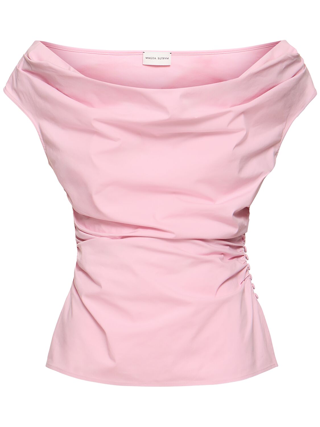 Magda Butrym Draped Cotton Jersey Top In Pink