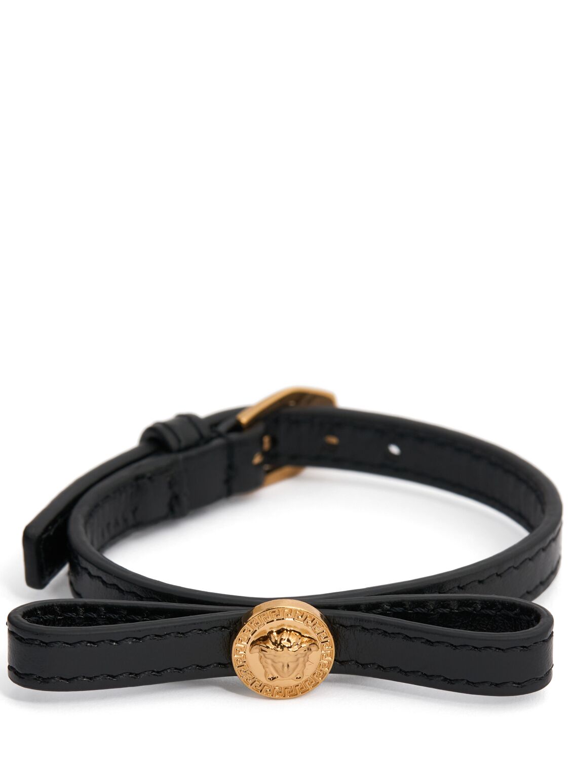 Versace Leather Bracelet In Black/gold