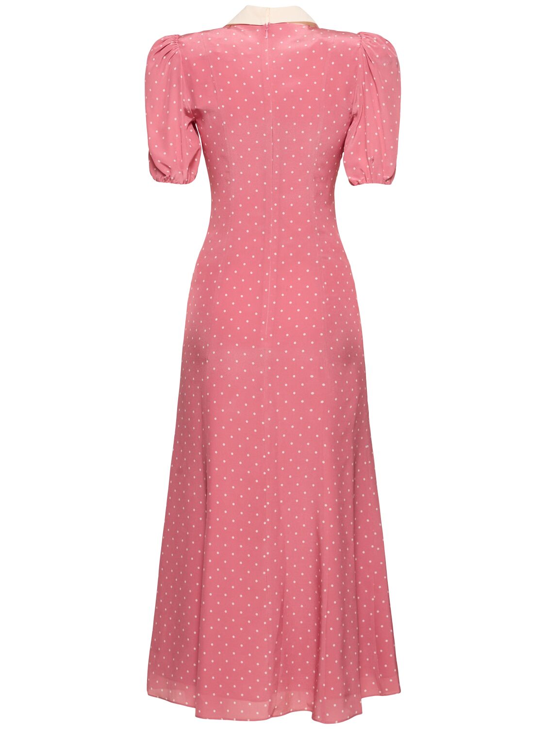 Shop Alessandra Rich Polka Dot Print Silk Midi Dress In Pink/white